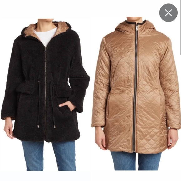 kate spade reversible faux fur quilted jacket